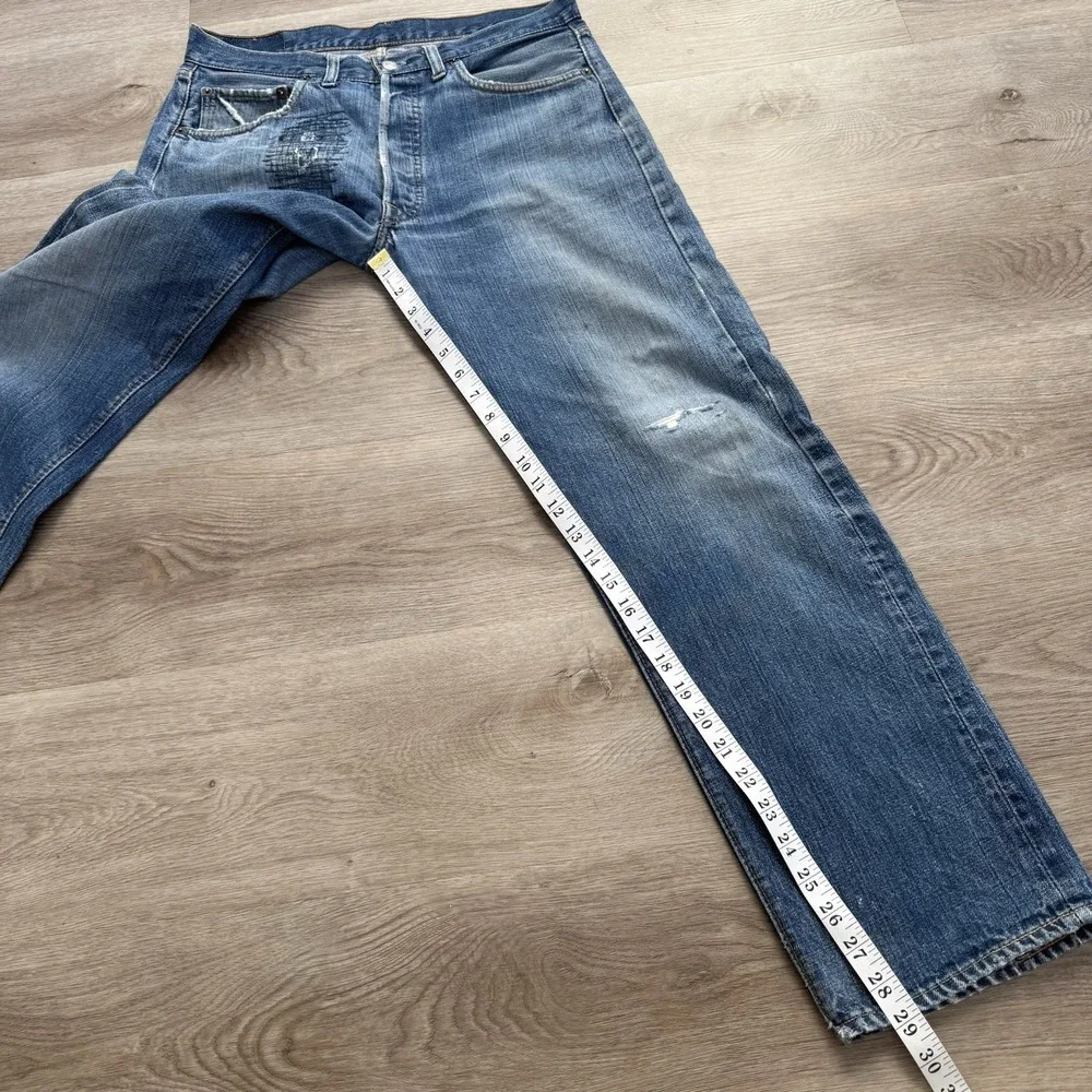 Vintage 60s 70s Levi's 501 Selvedge Denim Jeans #6 Distress Mens Actual SZ 32x29